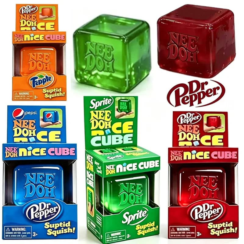 NeeDoh Nice Cube Super Squeeze Giocattolo Sensoriale Antistress, Cubo Morbido Traslucido Rosso per Bambini e Adulti, Allevia l'Ansia