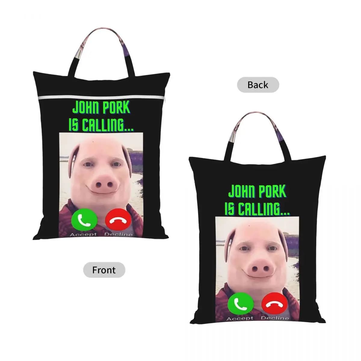 John Pork Is Calling Travel Laundry Bag Waterproof Reusable Dirty Clothes Pouch Gym Yoga Vacation Washing Basket