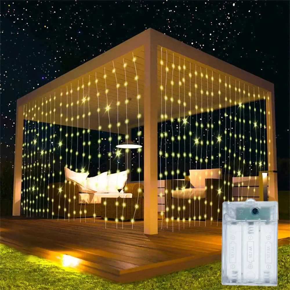 1 pz Tenda Luminosa a LED 6x3/3x3/3x2/3x1m, Ghirlanda Natalizia per Camera da Letto, Luci Fatate per Matrimoni e Feste, Decorazione Domestica a Batteria