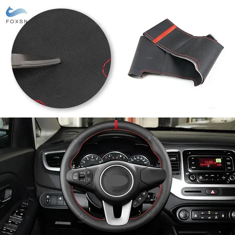 For Kia Carens 2013 2015 2016 2017 2018 2019 Hand braid Auto-styling Leather Steering Wheel Microfiber Trim Cover