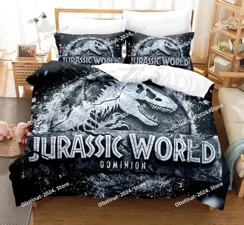 Trapunte 3D Trapunta Camera da letto Queen Dinosauro Copripiumino 3D Jurassic Park Set di biancheria da letto Ragazzi Tessili per la casa Decor Set letto Queen Size