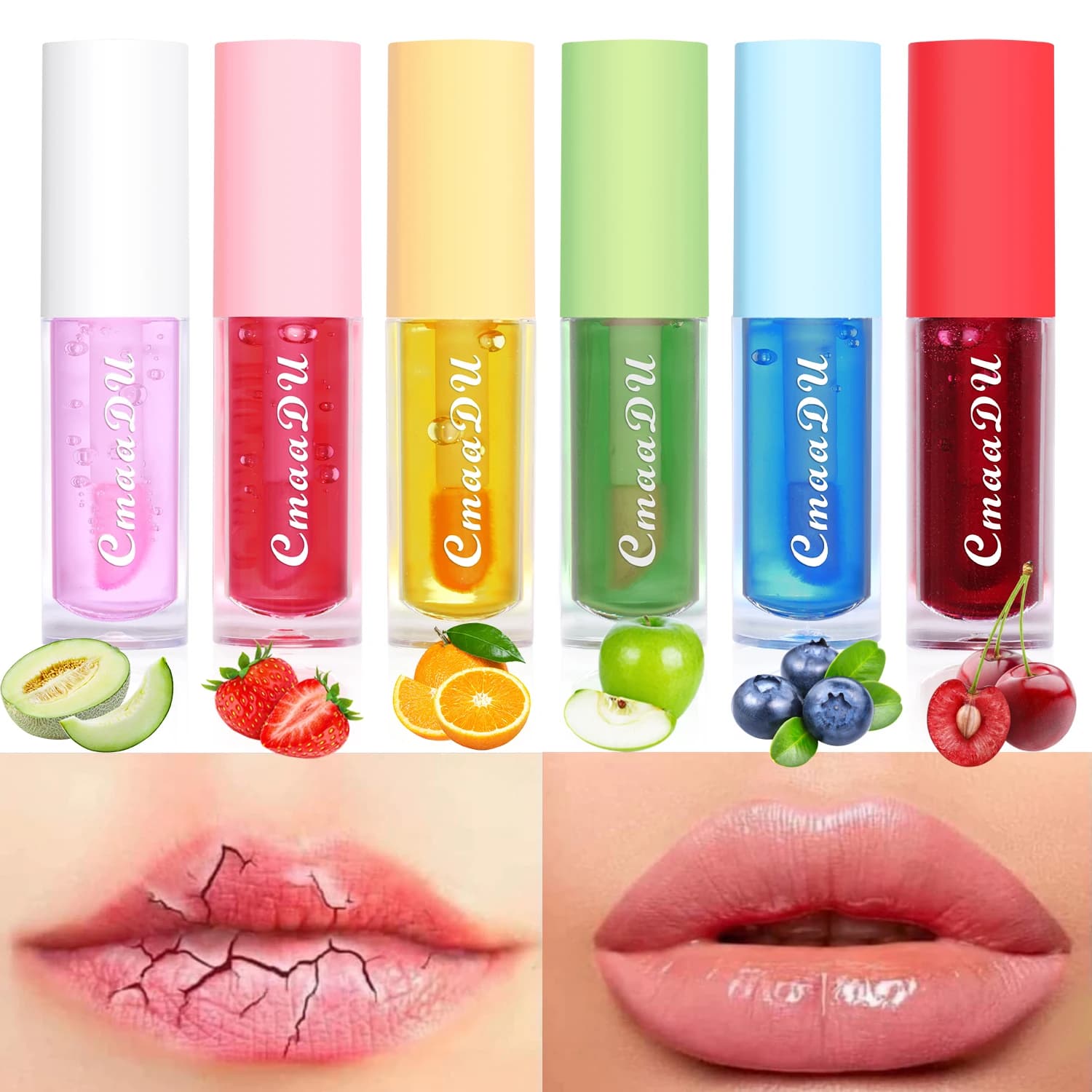6 Color-Changing Lip Gloss Fruity Scent Moisturizing and Long-Lasting Smooth Hydrating Temperature-Activated Lip tint