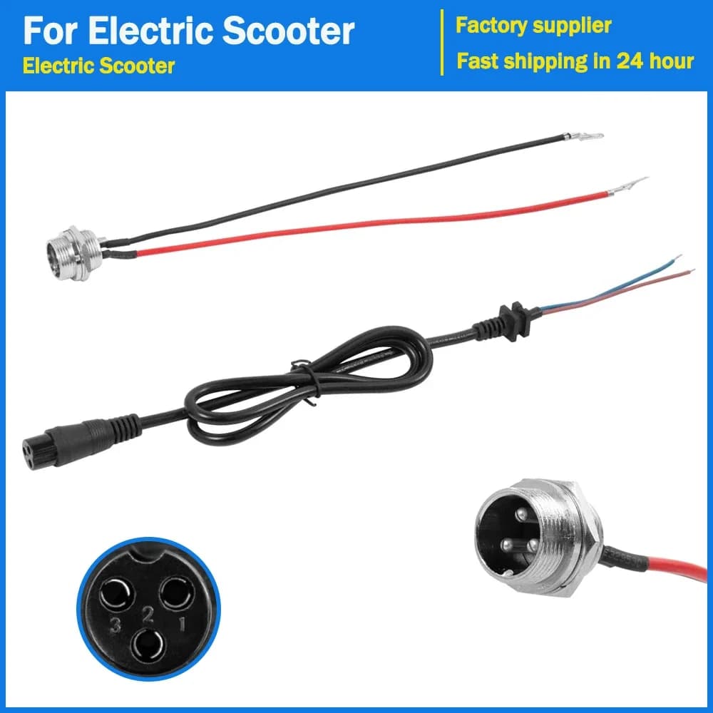 Presa per connettore porta caricabatterie a tre fori con testa rotonda a 3 PIN per porta caricabatteria per scooter elettrico Parte connettore in linea a 3 pin