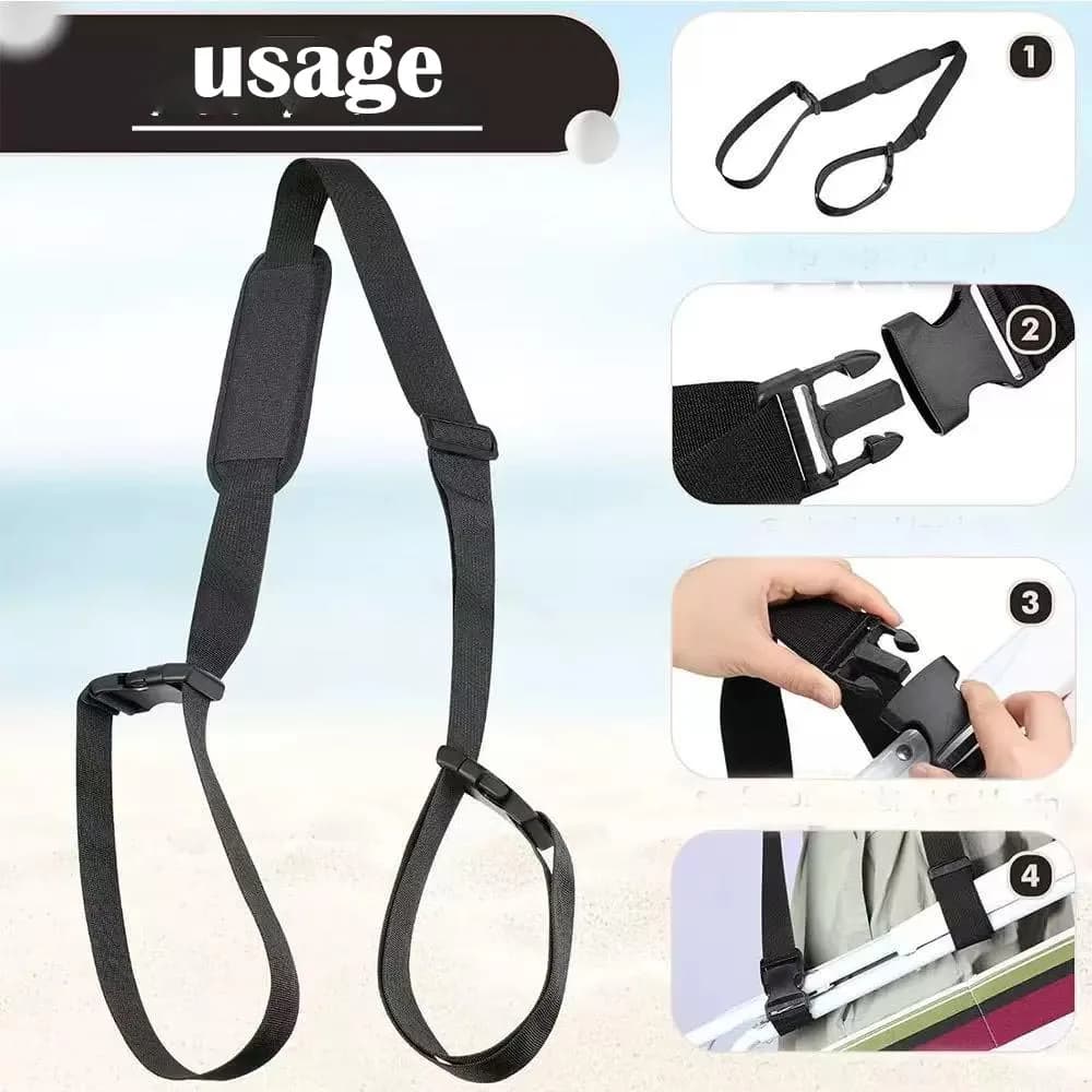 Beach Chair Transport Belt, Scooter Resistant Strap, Adjustable Shoulder Strap Durable for Yoga Mat and Foldable Chair