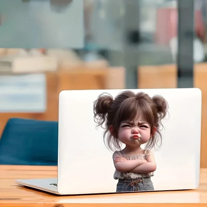 Tsundere Grumpy Girl Vinyl Sticker, Glossy Self-Adhesive Decal for Car, Motorcycle, Laptop & Water Bottle