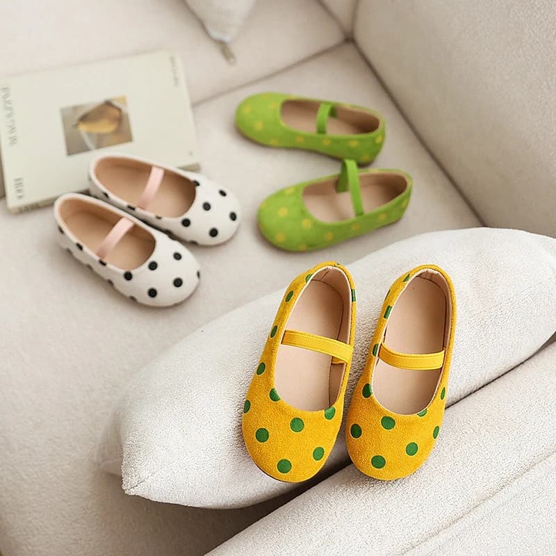 Nuove Scarpe Mary Jane per Bambini 2026, Ballerine con Stampa a Pois per Bambine, Suola Morbida Antiscivolo, Scarpe Casual per Bambini