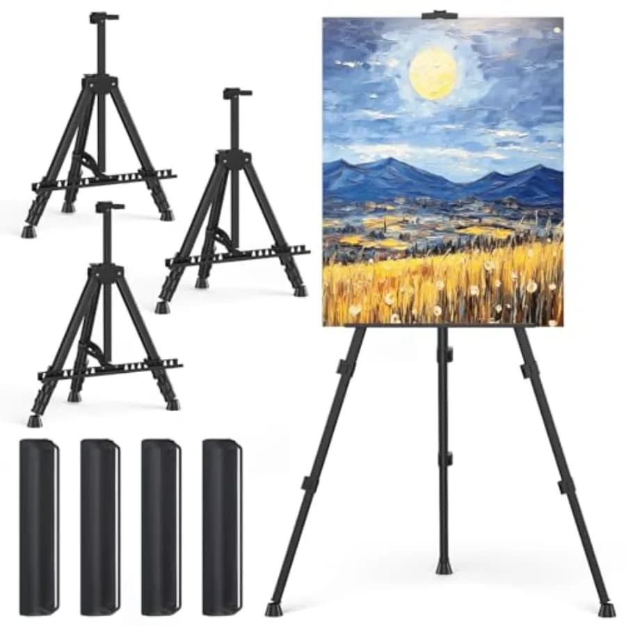 Cavalletti per Esposizione di Opere d'Arte - Cavalletti Portatili Regolabili in Alluminio con Borse, Extra Robusti per Tavolo-T