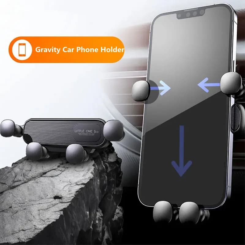 Gravity car phone support, mobile phone support to be mounted on ventilation grids, car mobile support, compatible with iPhone 16, Xiaomi, Huawei, universal GPS support.
