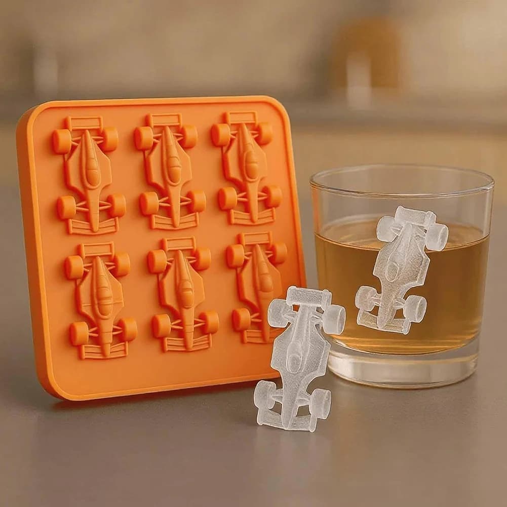 3D Racing Car Ice Mold with 6-Cavity Baking Mould Tray DIY Baking Tool for Kids Chocolate Cake Dessert Candy Pastry
