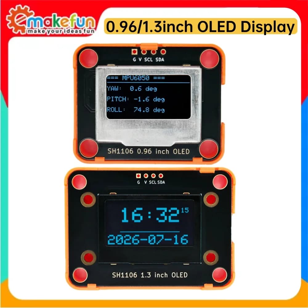 OLED Display 1.3/0.96 Inch SH1106 I2C 132x64 Pixels Screen Steel Case & LEGO Base for Arduino ESP32 Raspberry Pi Replace SSD1306