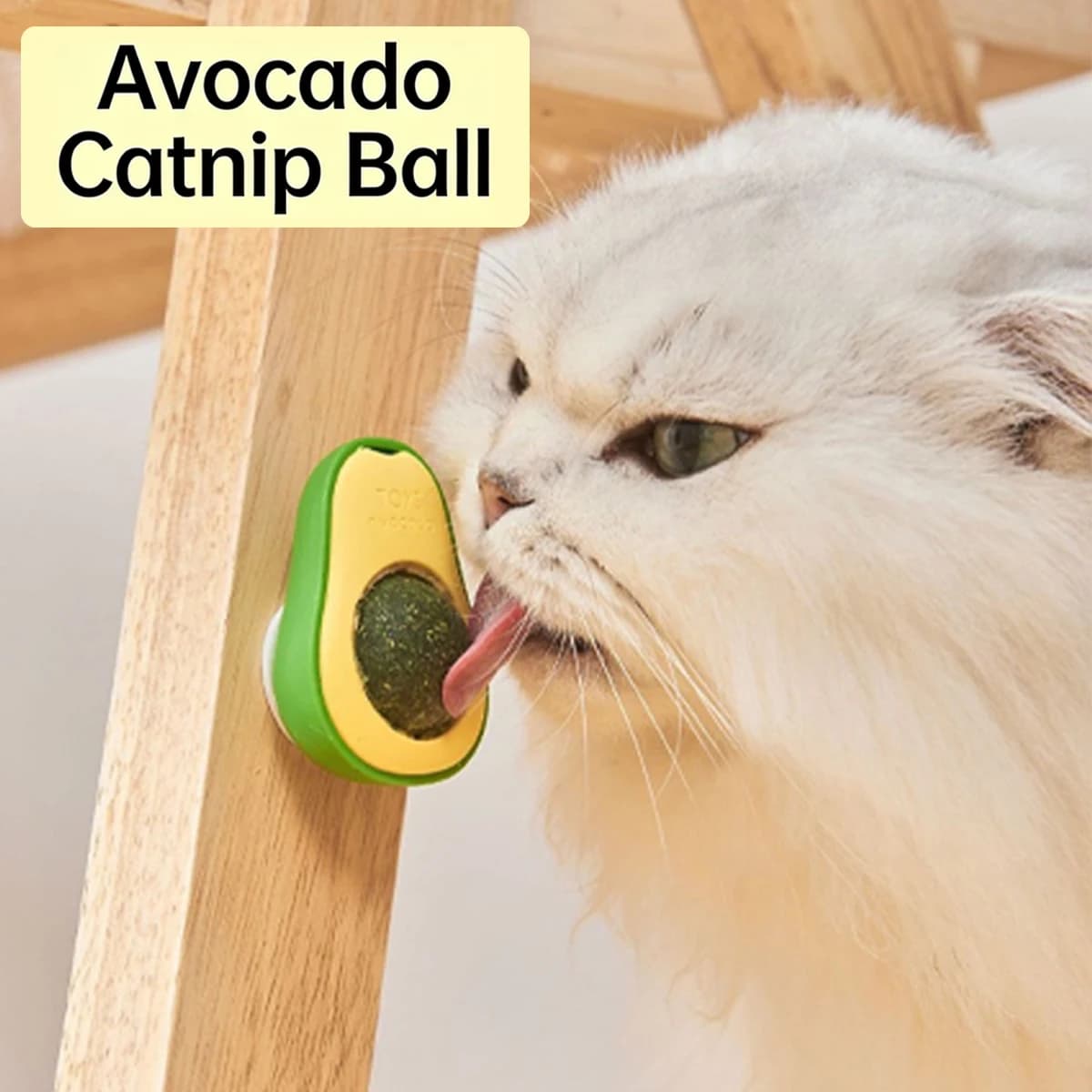 Palla di Catnip Girevole Adesiva da Parete per Gatti, Giocattolo Naturale per la Pulizia dei Denti, Accessorio per Graffiare a Forma di Avocado
