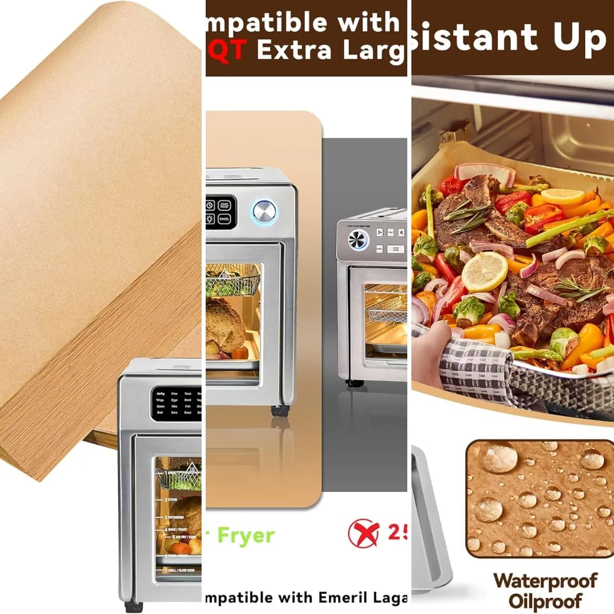 Air Fryer Liners Disposable for Emeril Lagasse 26 QT Extra Large Air Fryer, 120 PCS Unbleached Parchment Paper Sheets Accessorie