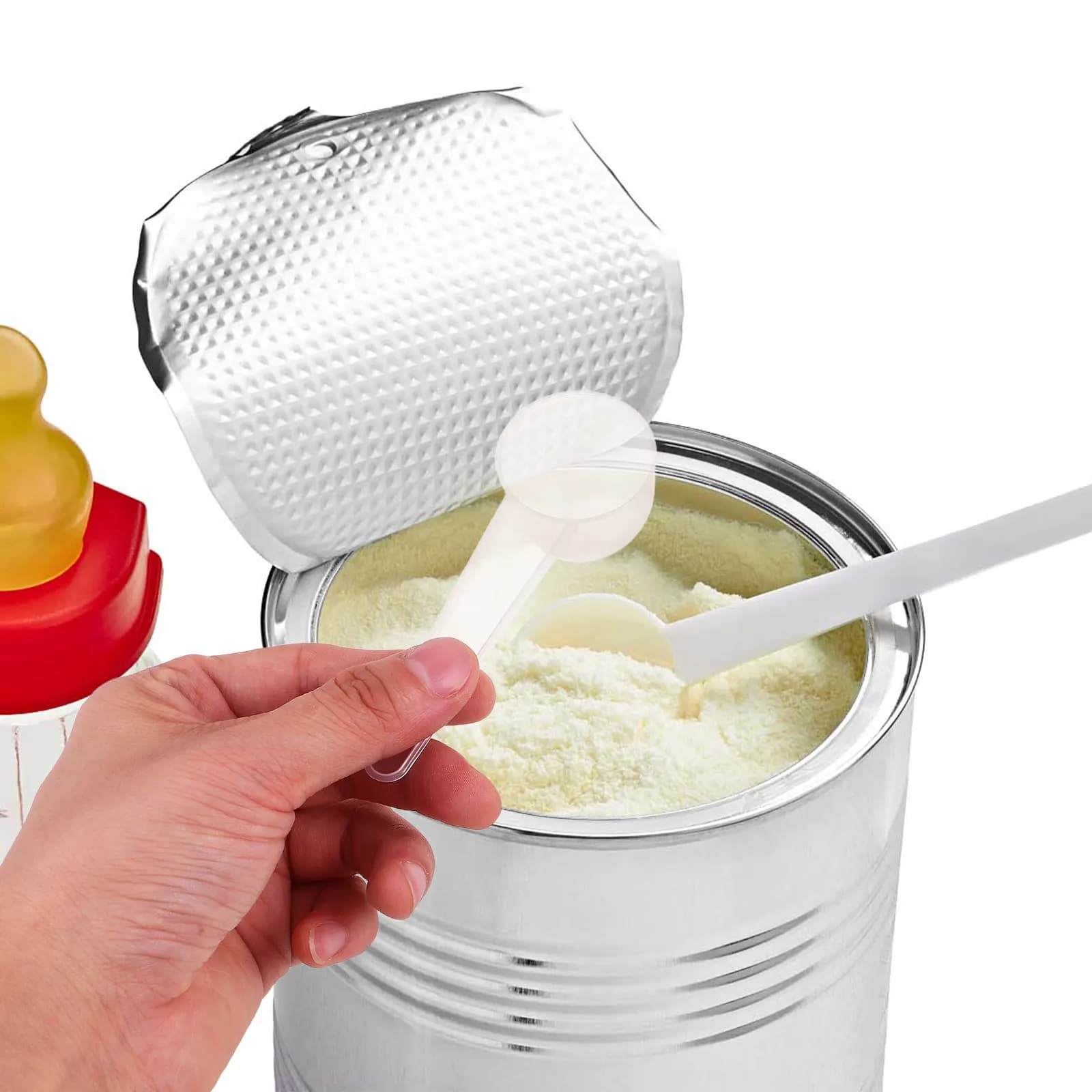 50Pcs Plastic Measuring Spoons Long Handle Precise Powder Scoops for Coffee Protein Baking Recipes Measuring Scoop