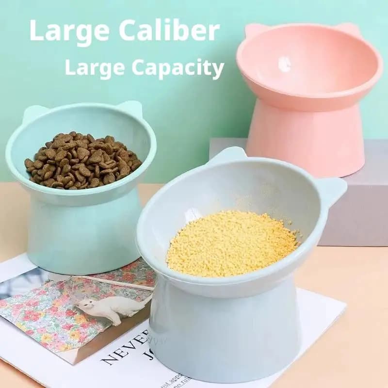 Pet Food Bowl Tilt High Bottom Neck Protector Antichoking Dog Cat Water Bowl 45°Neck Protector Pet Feeding Cup Pet Feeder Bow