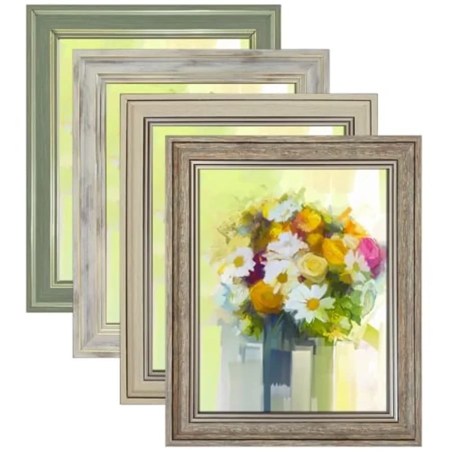 Picture Frame Set of 4, Rustic Farmhouse Picture Frames for Table or Wall Hanging