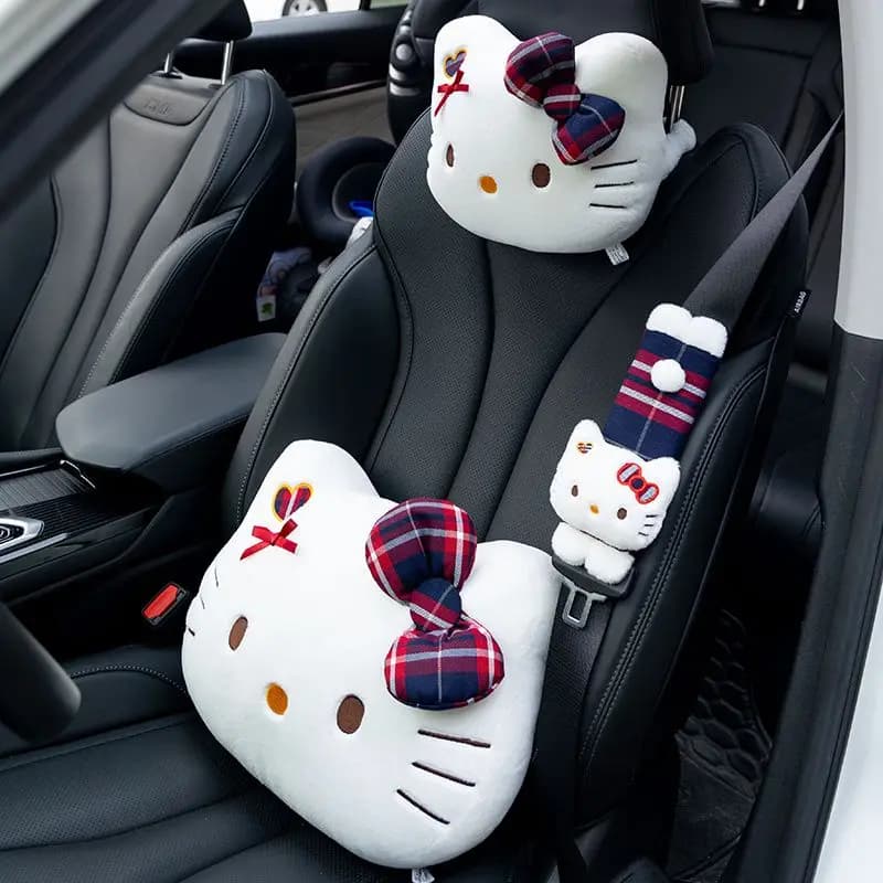 Pillow for Neck and Sanrio Back, Hello Kitty Doll, Spalle Bearings, Car Interior Accessories, Safety Belt Covers
