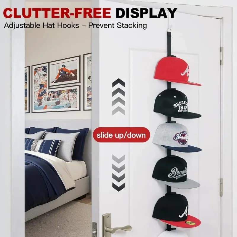 1 set Over Door Hat Rack,Way Hanging Hat Rack with Display Hooks and Hangers,Baseball Cap Organizer,Compact Organizer with hooks
