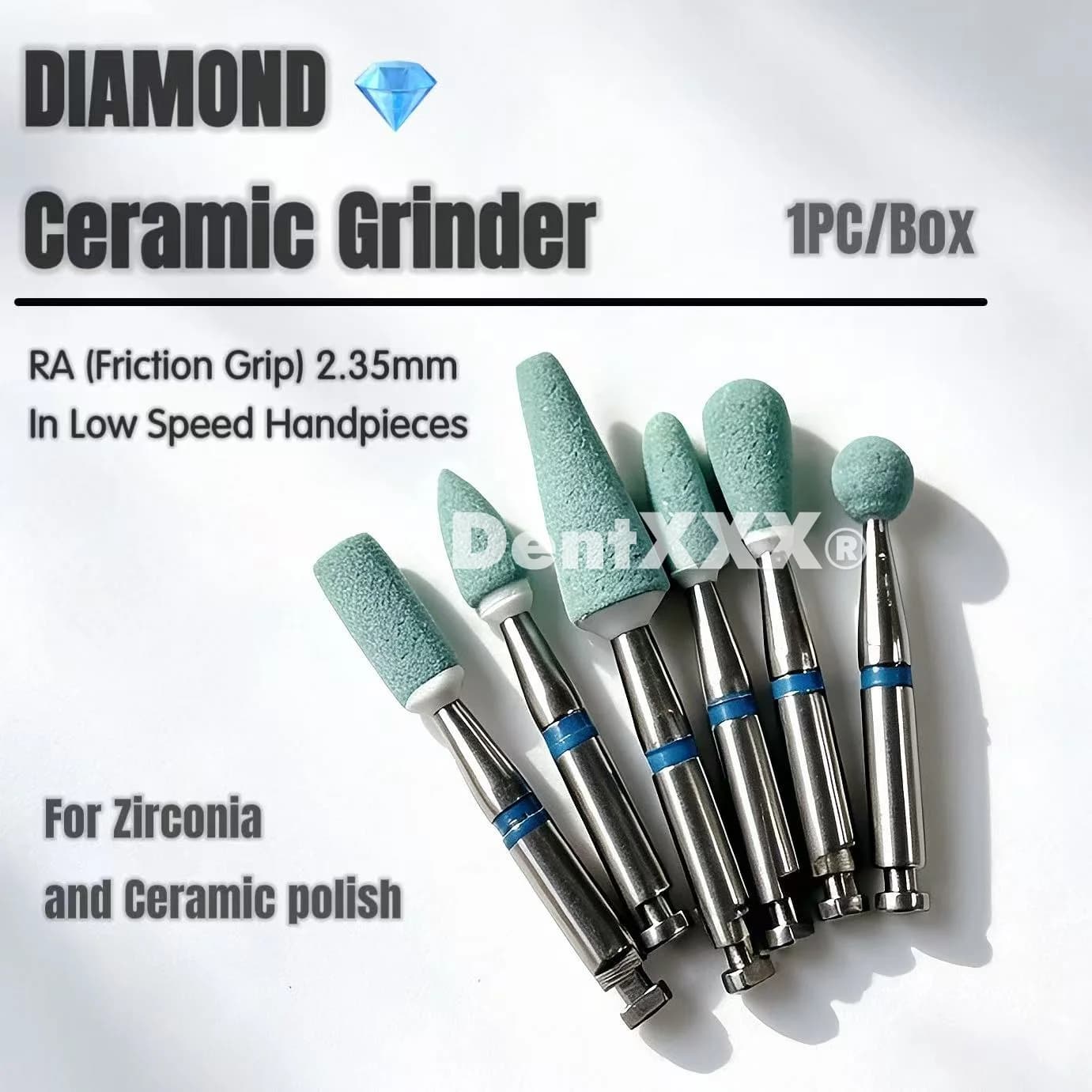 Buy 5 Get 2 Free Ceramic Diamond Polishing Head, Multi-Shape Grinder for Hard Stone 2.35mm Low Speed Handpiece