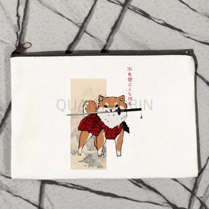 Astuccio Multifunzionale in Tela con Cane Shiba Inu Giapponese Carino e Kawaii, Borsa per Cosmetici con Cerniera, Portamatite per Studenti Fai-da-Te