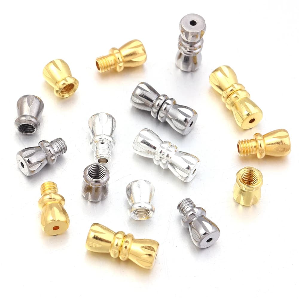 20 pieces copper end closures fixing elements in peanut metal buckle spiral closures connectors for diy jewelry creation of bracelets necklaces supplies