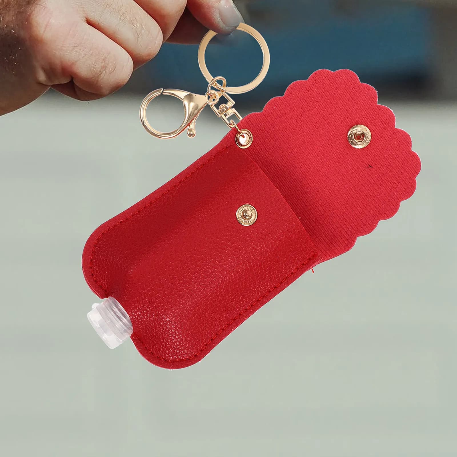 Set di 8 Copribottiglie Portatili con Portachiavi per Viaggi, Contenitori Ricaricabili per Lozioni, Saponi e Oli Essenziali