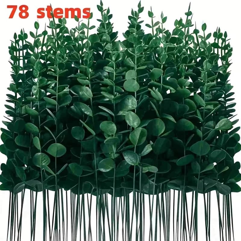 78pcs Artificial Eucalyptus Stems Decor Faux Eucalyptus Stems Fake Plants Eucalyptus Leaves Eucalyptus Branches Artificial Green
