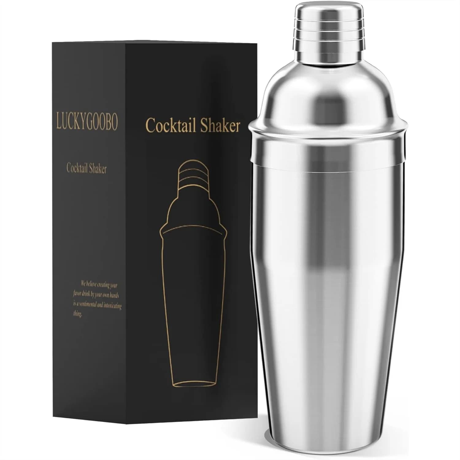 Shaker Professionale per Cocktail con Filtro Integrato, Mixer per Martini in Acciaio Inox da 24 oz, Regalo per Barman
