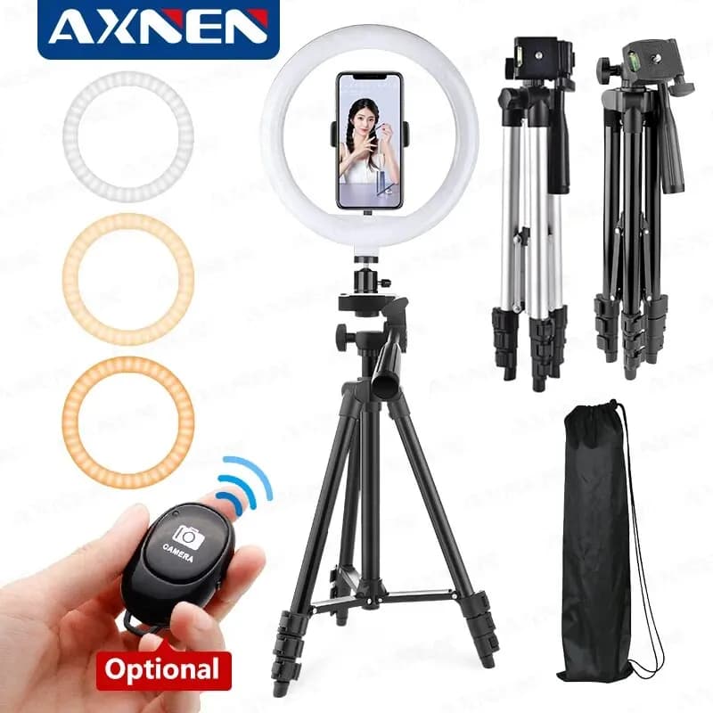 Anello fotografico da 26 cm LED Selfie Anello luminoso Lampada per telefono Illuminazione fotografica con supporto per treppiede, telecomando opzionale