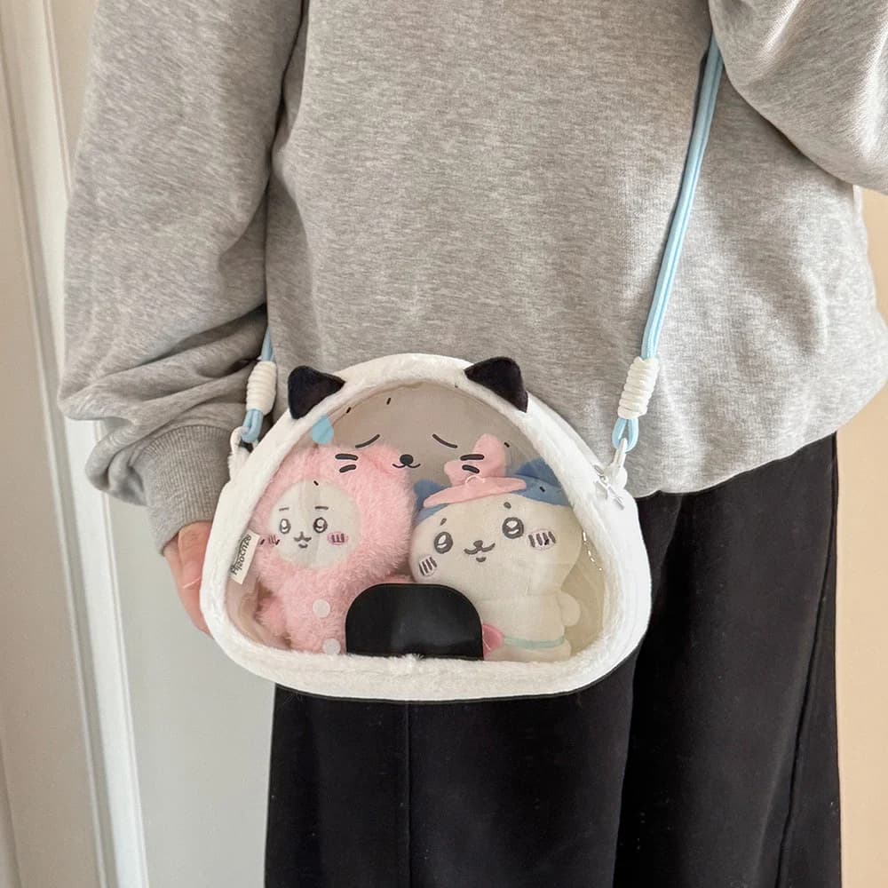 Borsa a tracolla a forma di pallina di riso dei cartoni animati, borsa per uscite, borsa per bambole di peluche, borsa porta giocattoli, blind box Pop Mart