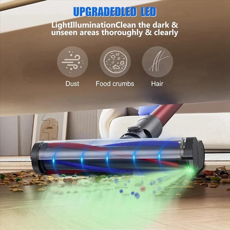 INLIG-Per Dyson V7 V8 V10 V11 V15 Aspirapolvere Morbido Rullo di Pelucchi Spazzola Testa di Pulizia Con Fari A LED Verde Attacco