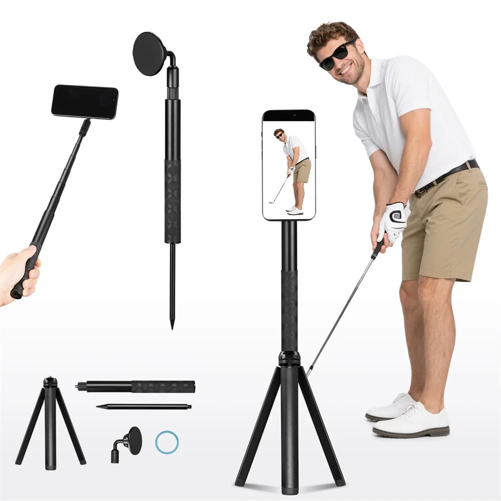 Monopiede Magnetico in Alluminio per Golf, Bastone Selfie Magnetico, Treppiede per Golf, Supporto per Allenamento e Registrazione Swing, Compatibile con Magsafe iPhone 16