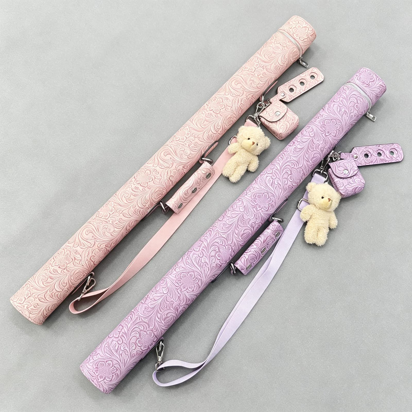 High‑appearance billiard cue case, 82cm long, 2‑hole for 1/2 billiard cues, comes with lovely bear doll, excellent holiday gift