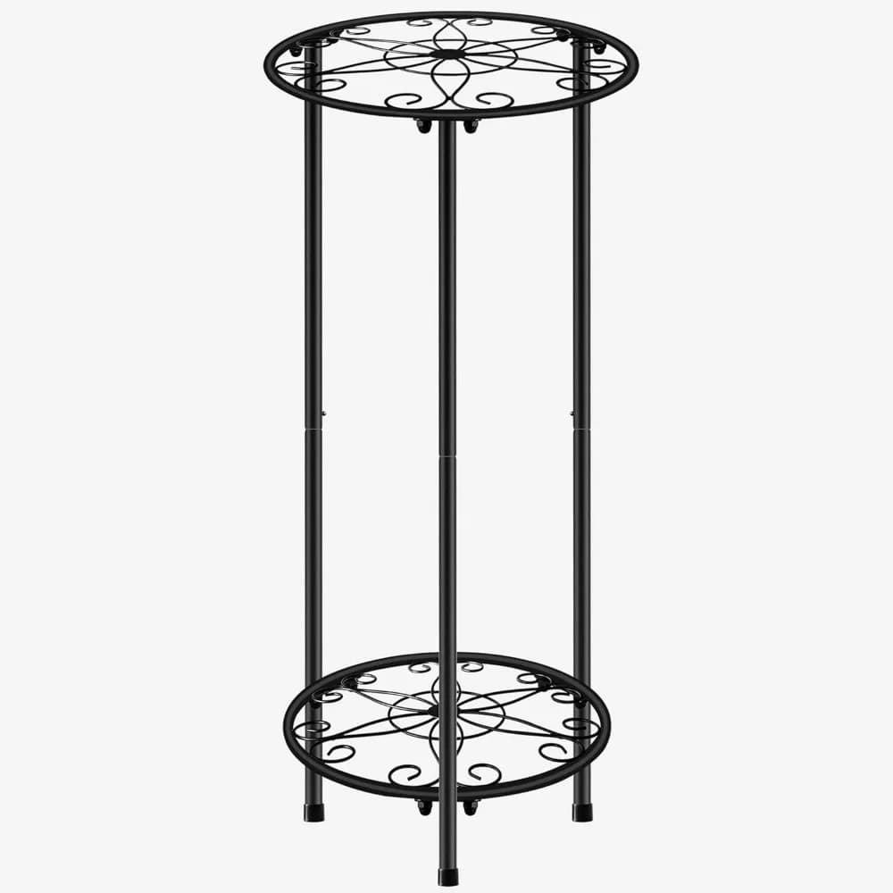 Supporto per Piante a Due Livelli in Metallo da 24 Pollici, Antiruggine, per Interni ed Esterni, Porta Vasi per Giardino, Patio, Soggiorno, Balcone