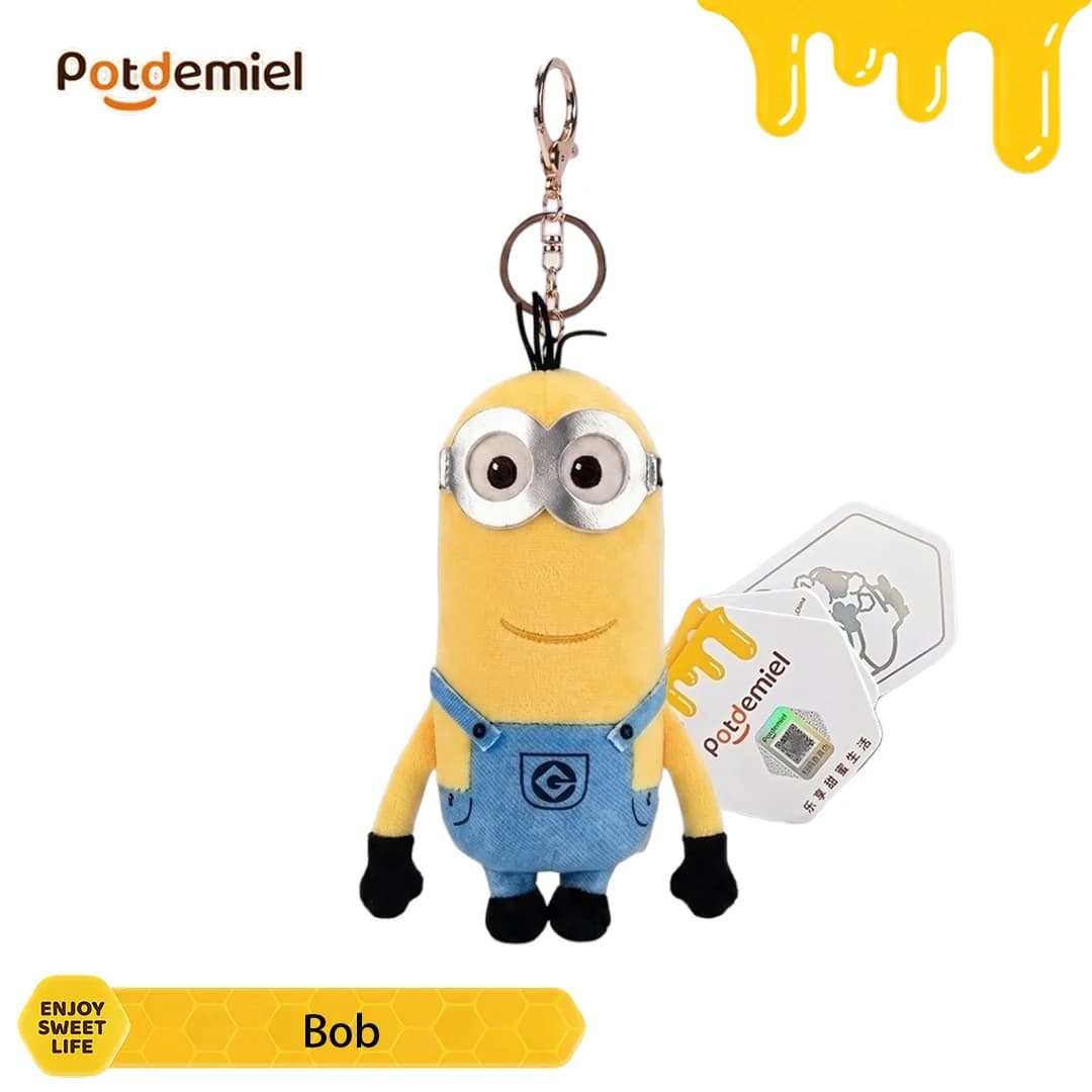 Potdemiel Minions Bob Stuffed Handbag Charm Pendant Retro Classic Cartoon Doll Bag Charm Backpack Pendant Kids Gift Collectible