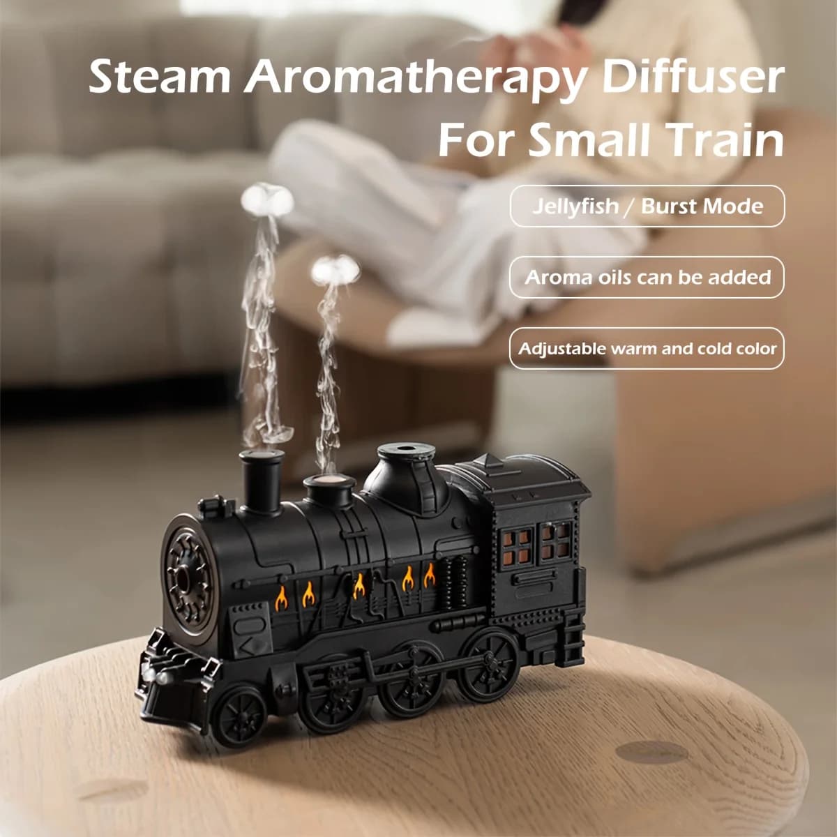 2025 NUOVO Mini Treno Forma Diffusore di Olio Essenziale con Luce Nebbia Fredda Umidificatore Diffusore di Aromaterapia per Home Office