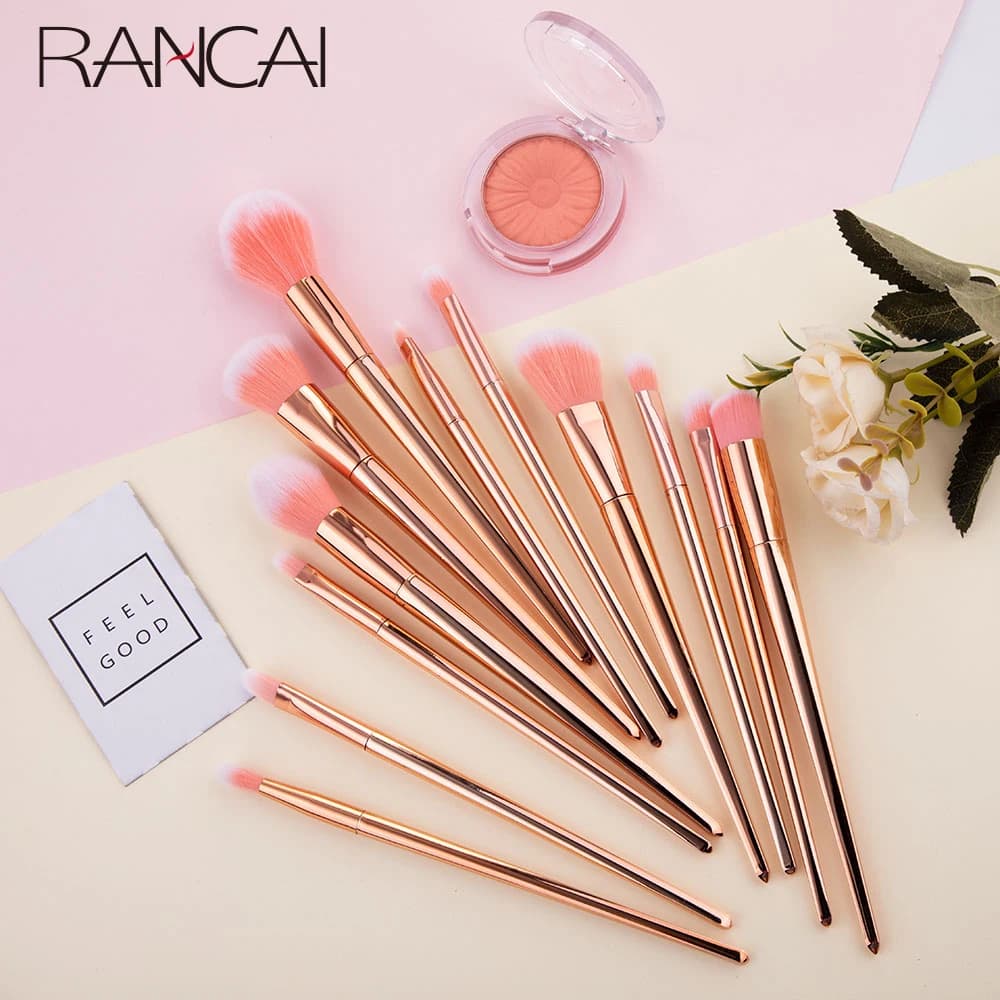 12Pcs Makeup Brushes Set Powder Foundation Blusher Face Brush Contour Concealer Blush Lip Eyeshadow Eyebrow Cosmetic Tools