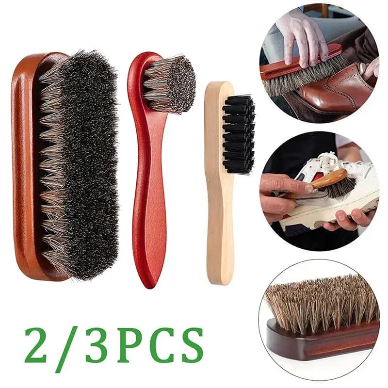 Multifunctional Horsehair Shoe Polish Brush Kit 2/3Pcs Dauber Applicators for Leather Shoes Bags Furniture Cleaning Home Use