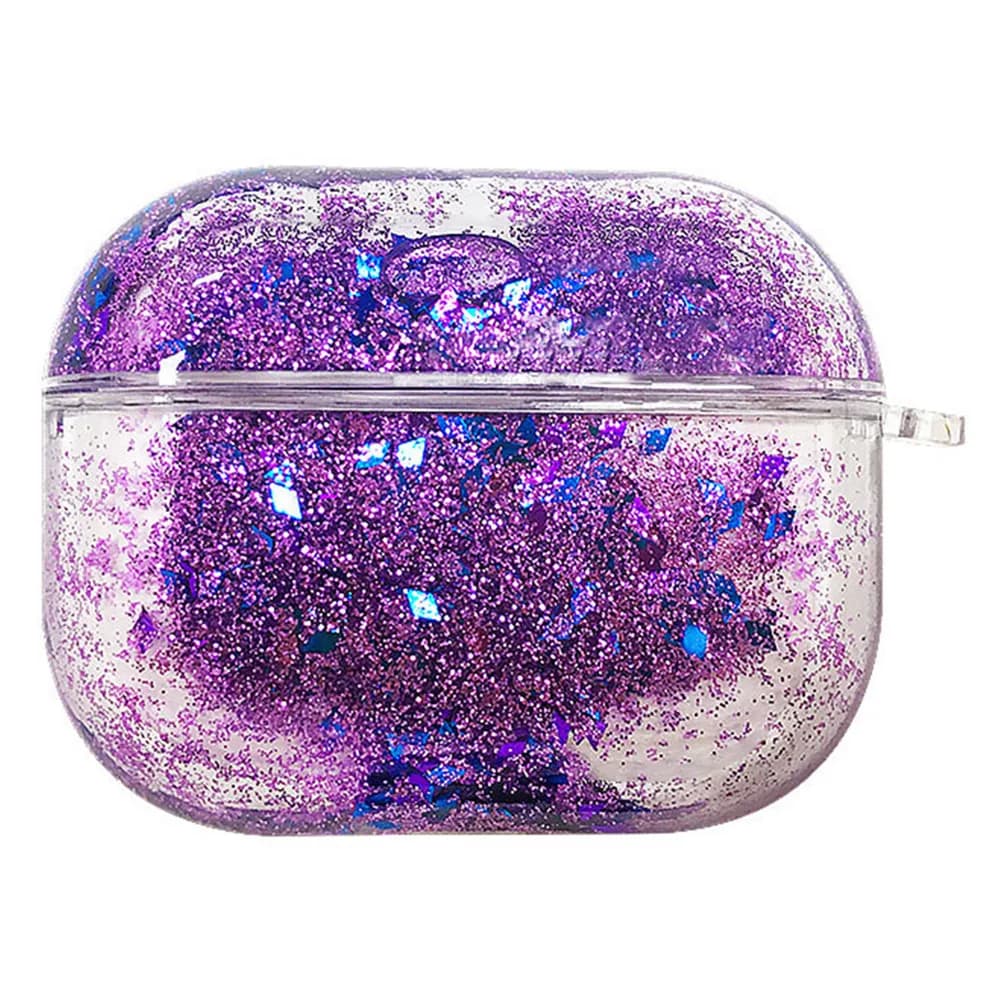 Wireless earphone case with liquid glitter and precise, protective and smooth cut