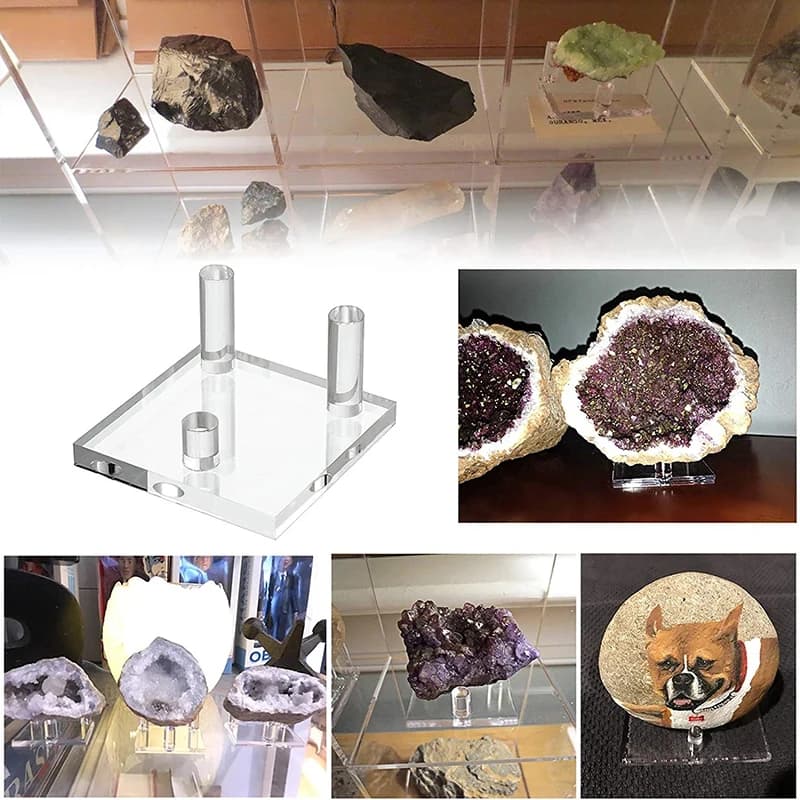 1Pc Espositore per roccia Supporto per espositore minerale acrilico Supporto per mensola Base per minerali Campioni di roccia Geode Pietre Gioielli