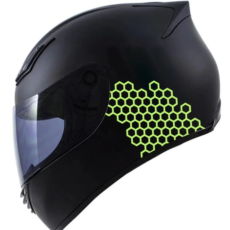 Adesivi per Moto - Decalcomanie in vinile impermeabili per caschi da corsa, moto, serbatoi di carburante, effetto fosforescente a nido d'ape per bici