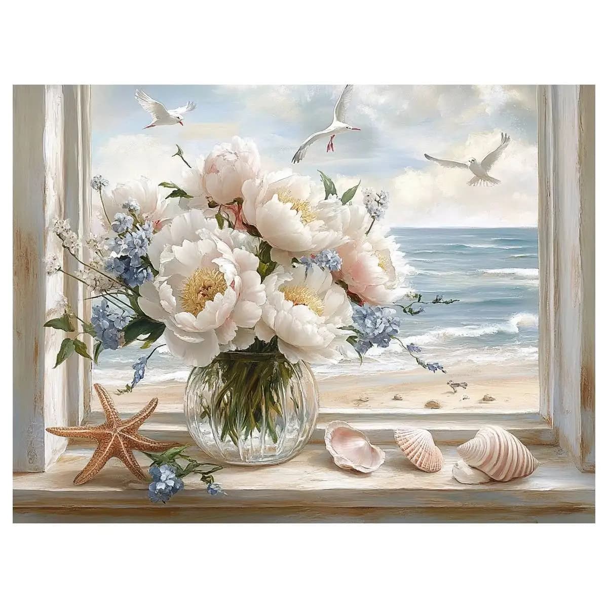 1 pz 30X40 CM/11.8*15.74 pollici La vista mare all'esterno della finestra timbrata kit punto croce kit FAI DA TE 11CT/14CT per il regalo Nuovo Arrivo