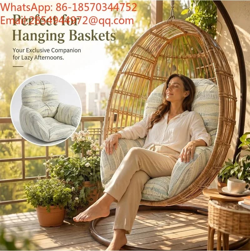 Suspended Basket Seat Cushion Backrest Integrated Balcony Swing Chair with Thickened Hip Support Cushion