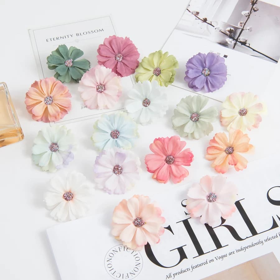 Artificial Flowers Cheap Silk Daisy Head MINI Home Wedding Decoration DIY Gift Scrapbook Fake Plant Valentine Wreath Headdress