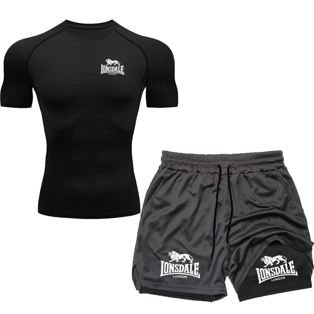 LONSDALE Men's Multi Pocket Shorts Beach Sports and Leisure Shorts Outdoor Training T-shirt, Gym Sports Set, Jogging, Running, T