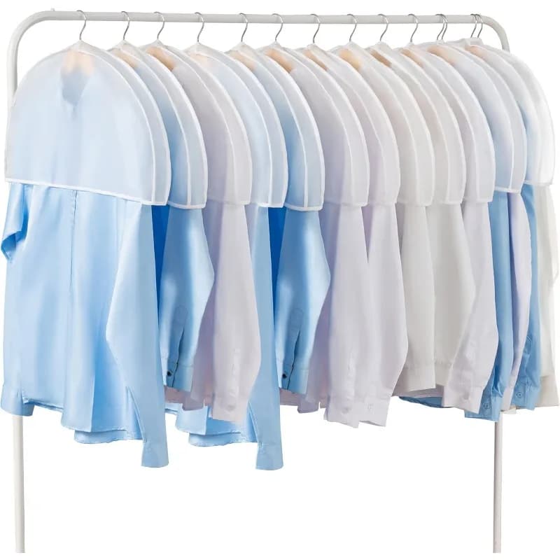 10-40PCS Semi Enclosed Clothes Dust Cover Waterproof Transparent Short Suit Coat Storage Bag Wardrobe Hanging Garment Protector