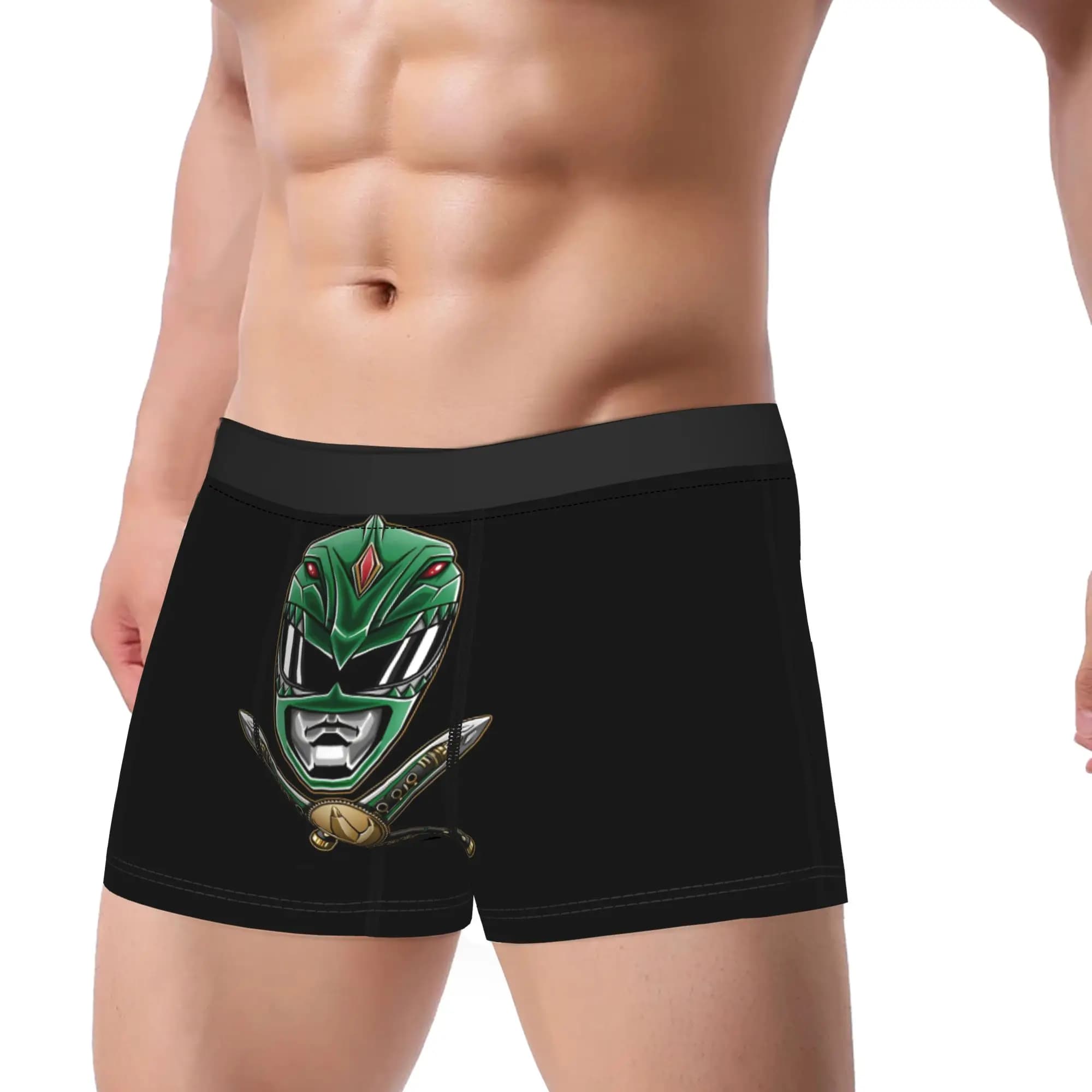 Boxer sexy da uomo Mighty Mophin Power Rangers Green Ranger, slip in poliestere per uomo, taglie forti