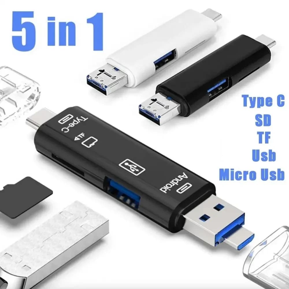 5 in 1 Multifunction USB 2.0 Type C USB Micro USB SD TF Memory Card Reader for Android Computer Dock OTG Type C Adapter Reader