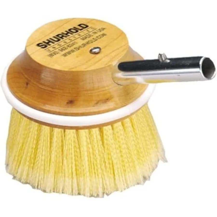 Spazzola Classica da 5 Pollici per Ponti di Imbarcazioni con Setole Morbide, Ultra Compatta, con Blocco in Legno, Paraurti in Gomma e Setole in Polistirolo a Doppia Punta