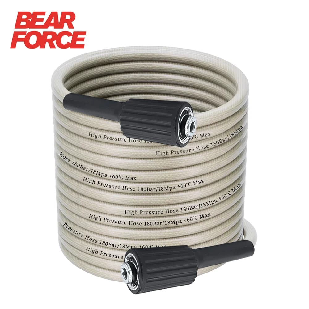 Flexible hose for high pressure hydraulics 180 bar 2600 PSI, 10 m (32 feet), extension for water cleaning, M22 Pin 14/15, transparent, Gold platinum