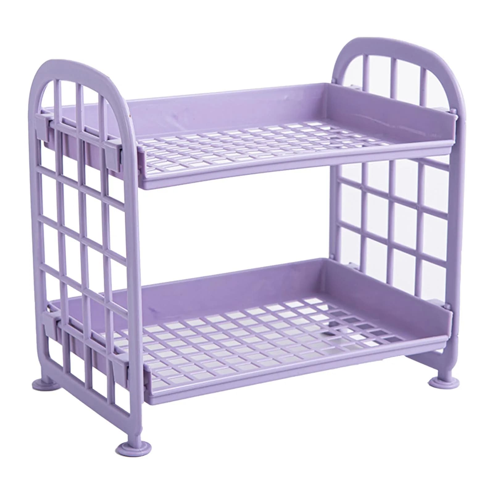 Scaffale da Scrivania a 2 Ripiani Pieghevole, Organizzatore Resistente per Cosmetici, Bagno, Cucina, Scaffale da Scrivania a 2 Livelli